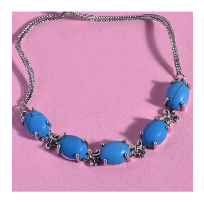 Genuine Blue Howlite Gemstone Bolo Bracelet